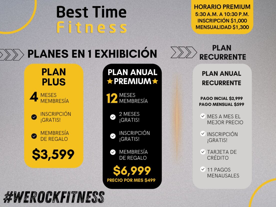 precios Best Time Fitness, suc cumbres
